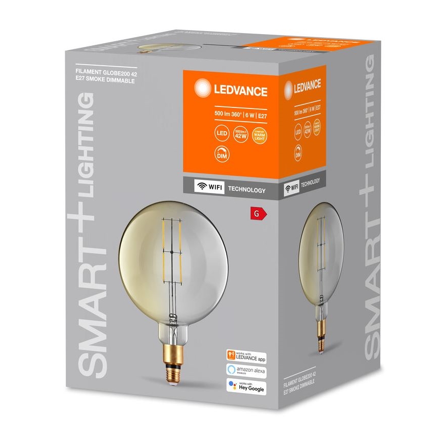 LED Stmívatelná žárovka SMART+ GLOBE G200 E27/6W/230V 2500K Wi-Fi - Ledvance