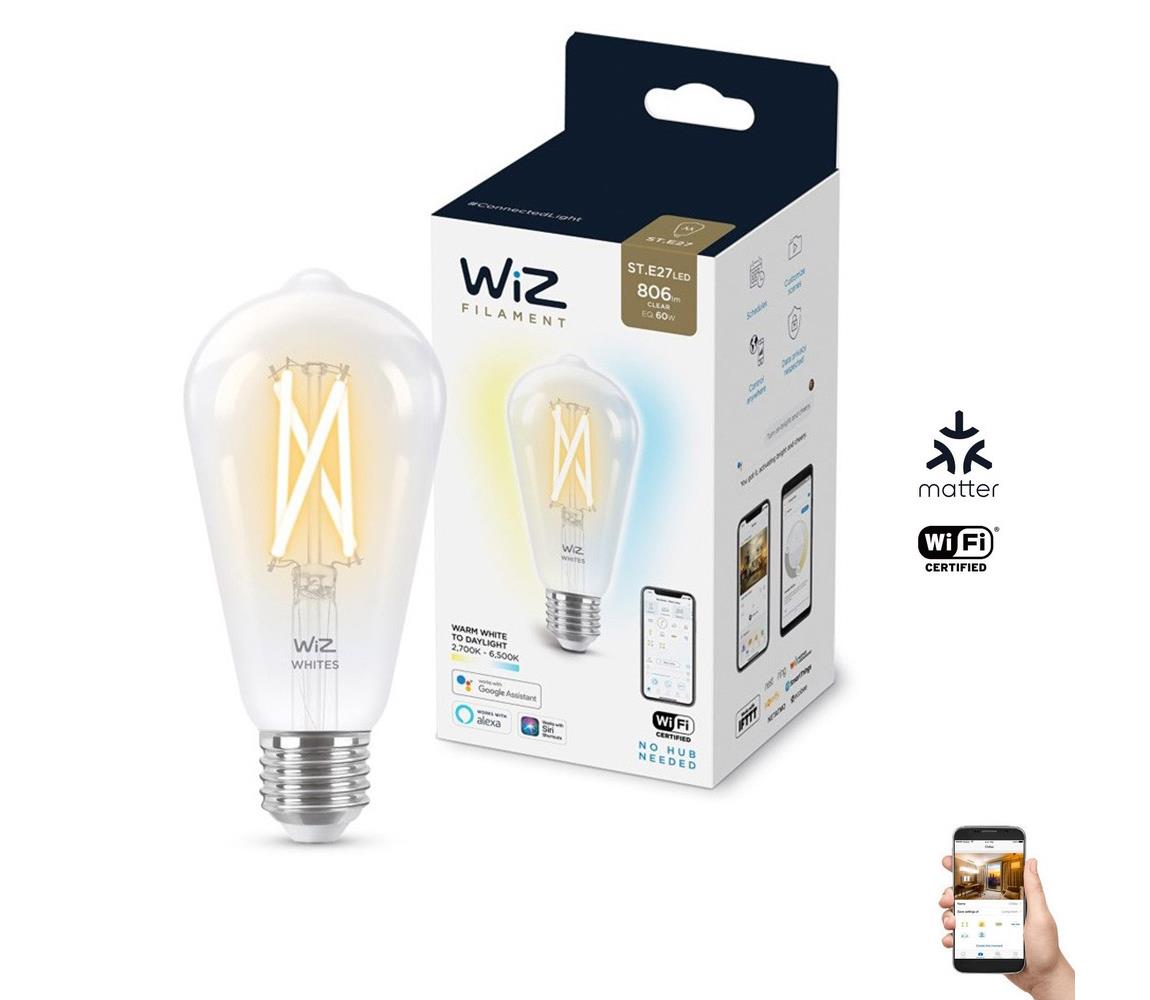WiZ LED Stmívatelná žárovka ST64 E27/6,7W/230V 2700-6500K CRI 90 Wi-Fi - WiZ WI0016