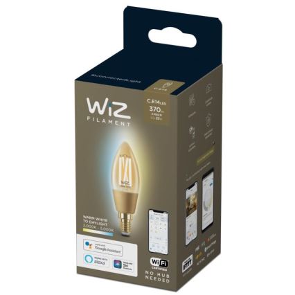 LED Stmívatelná žárovka VINTAGE FILAMENT C35 E14/4,9W/230V 2000-5000K CRI 90 Wi-Fi - WiZ