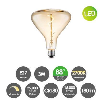 LED Stmívatelná žárovka VINTAGE EDISON E27/3W/230V 2700K