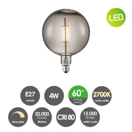 LED Stmívatelná žárovka VINTAGE EDISON G180 E27/4W/230V 2700K