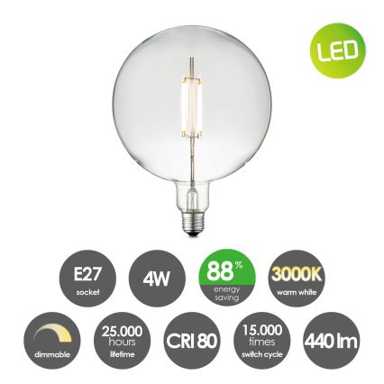 LED Stmívatelná žárovka VINTAGE EDISON G180 E27/4W/230V 3000K