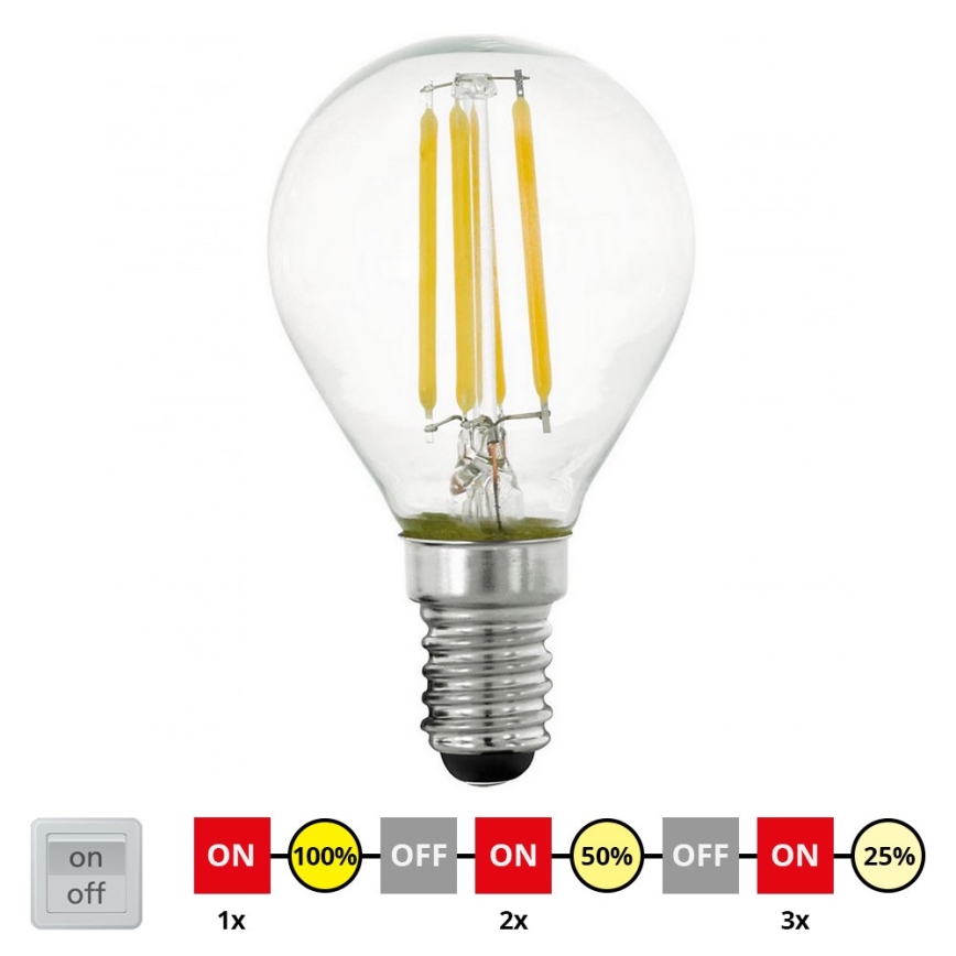 LED Stmívatelná žárovka VINTAGE P45 E14/4W/230V 2700K - STEPDIMMING - Eglo 11754