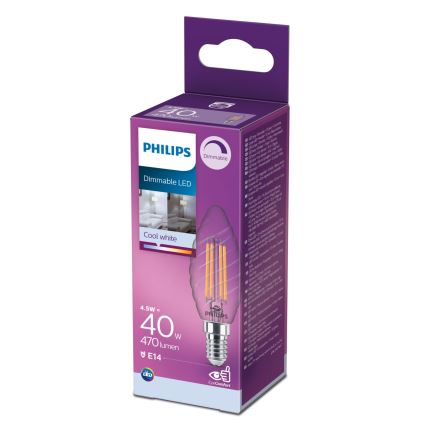 LED Stmívatelná žárovka VINTAGE Philips E14/4,5W/230V 4000K