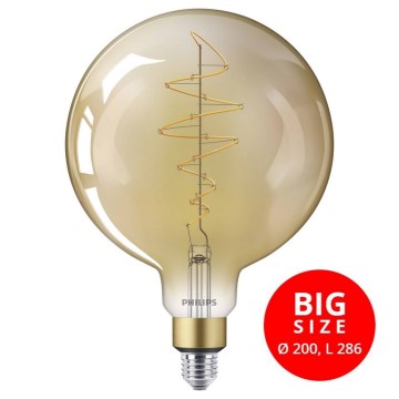 LED Stmívatelná žárovka VINTAGE Philips G200 E27/6,5W/230V 2000K
