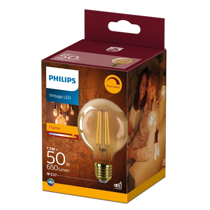 LED Stmívatelná žárovka VINTAGE Philips G80 E27/7,2W/230V 2200K