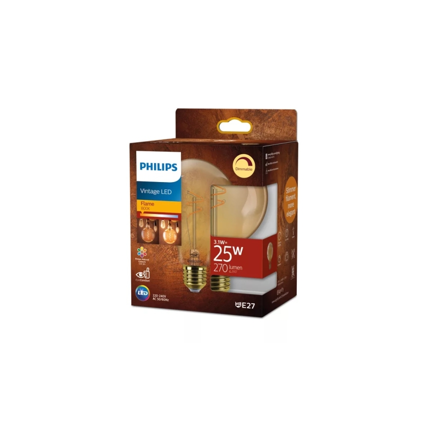 LED Stmívatelná žárovka VINTAGE Philips G95 E27/3,1W/230V 1800K