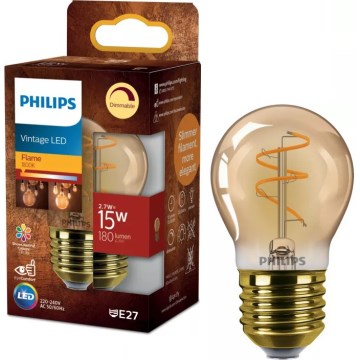 LED Stmívatelná žárovka VINTAGE Philips P45 E27/2,7W/230V 1800K