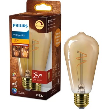 LED Stmívatelná žárovka VINTAGE Philips ST64 E27/3,1W/230V 1800K
