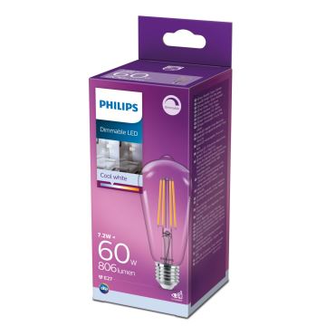 LED Stmívatelná žárovka VINTAGE Philips ST64 E27/7,2W/230V 4000K