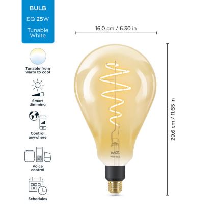 LED Stmívatelná žárovka VINTAGE FILAMENT PS160 E27/6,5W/230V 2000-5000K CRI 90 Wi-Fi -WiZ