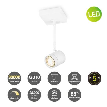 LED Stmívatelné bodové svítidlo MANU 1xGU10/5,8W/230V bílá