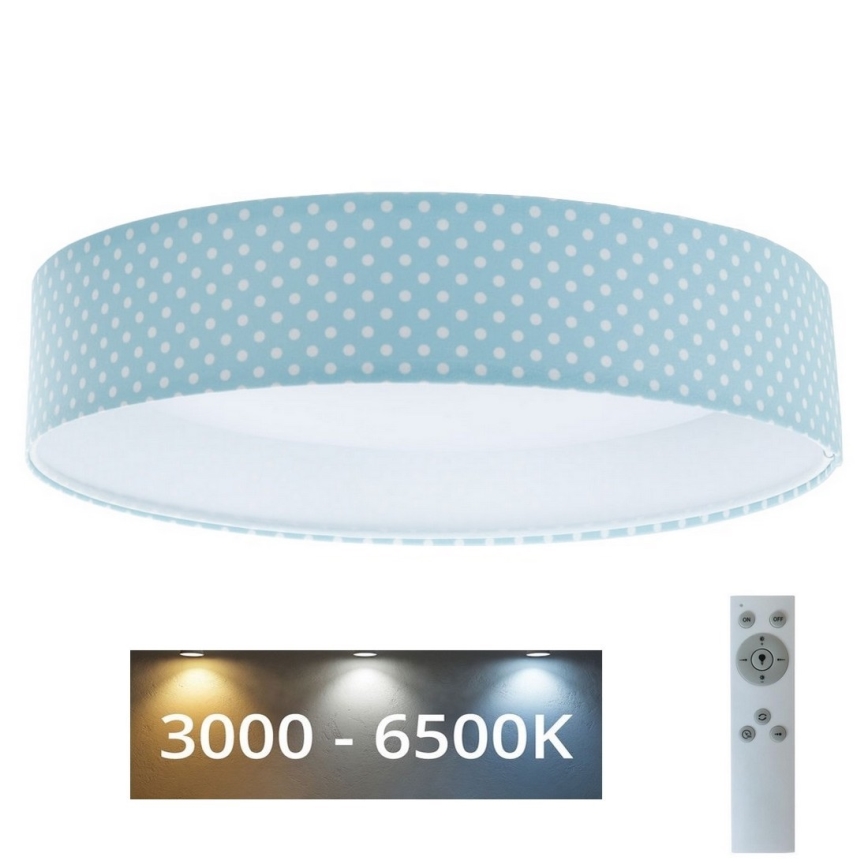 LED Stmívatelné dětské stropní svítidlo SMART GALAXY KIDS LED/24W/230V 3000-6500K puntíky tyrkysová/bílá + dálkové ovládání