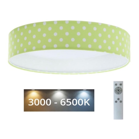 LED Stmívatelné dětské stropní svítidlo SMART GALAXY KIDS LED/24W/230V 3000-6500K puntíky zelená/bílá + dálkové ovládání