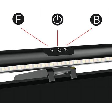 LED Stmívatelné dotykové osvětlení monitoru LED/5W/5V 3000/4000/5000/6000K 42 cm černá