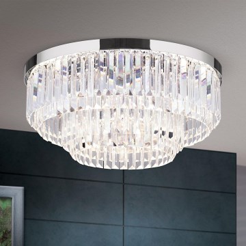 LED Stmívatelné křišťálové stropní svítidlo PRISM LED/80W/230V pr. 55 cm lesklý chrom