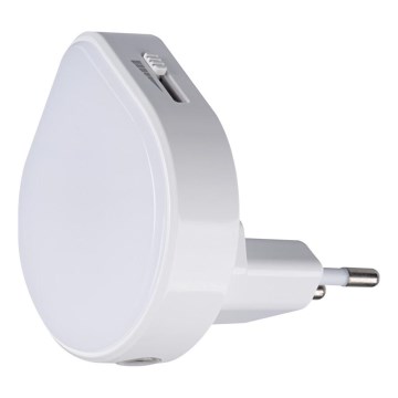 LED Stmívatelné orientační svítidlo se soumrakovým senzorem do zásuvky ULOV LED/0,5W/230V bílá