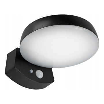 LED Stmívatelné solární nástěnné svítidlo se senzorem LED/3W/3,7V 1800 mAh IP54 černá