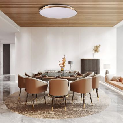 LED Stmívatelné stropní svítidlo KERN LED/100W/230V 3000/4000/6000K pr. 100 cm zlatá + dálkové ovládání