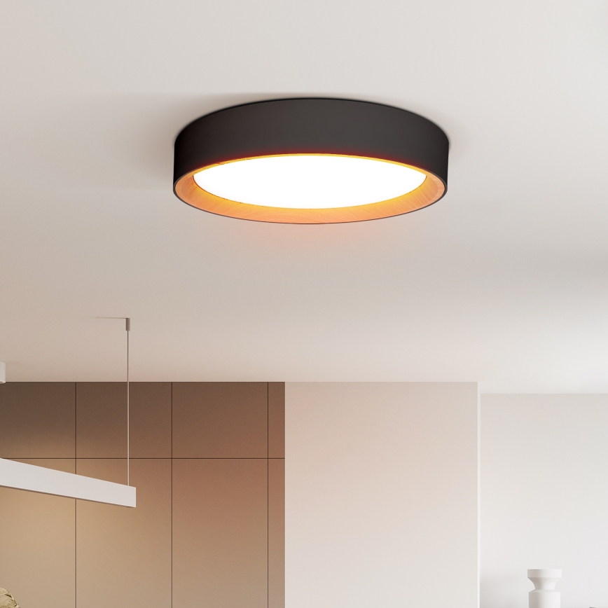 LED Stmívatelné stropní svítidlo LARIOS LED/48W/230V 3000-6500K pr.39 cm černá + dálkové ovládání