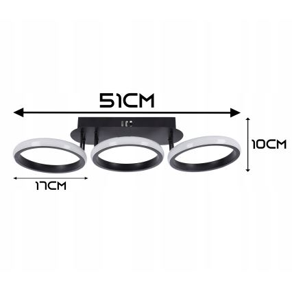 LED Stmívatelné stropní svítidlo LED/30W/230V 3000-6500K černá Wi-Fi Tuya + dálkové ovládání