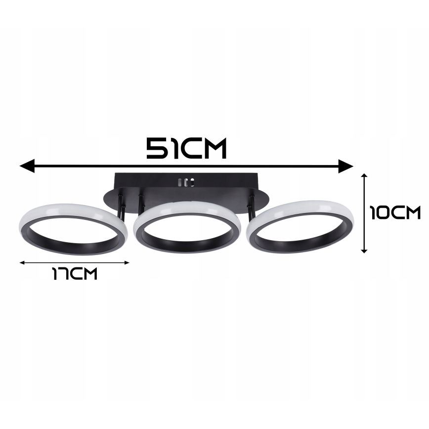 LED Stmívatelné stropní svítidlo LED/30W/230V 3000-6500K černá Wi-Fi Tuya + dálkové ovládání