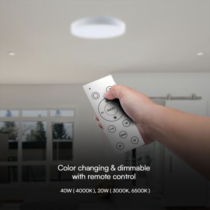 LED Stmívatelné stropní svítidlo LED/40W/230V 3000-6500K 39,5 cm bílá + dálkové ovládání