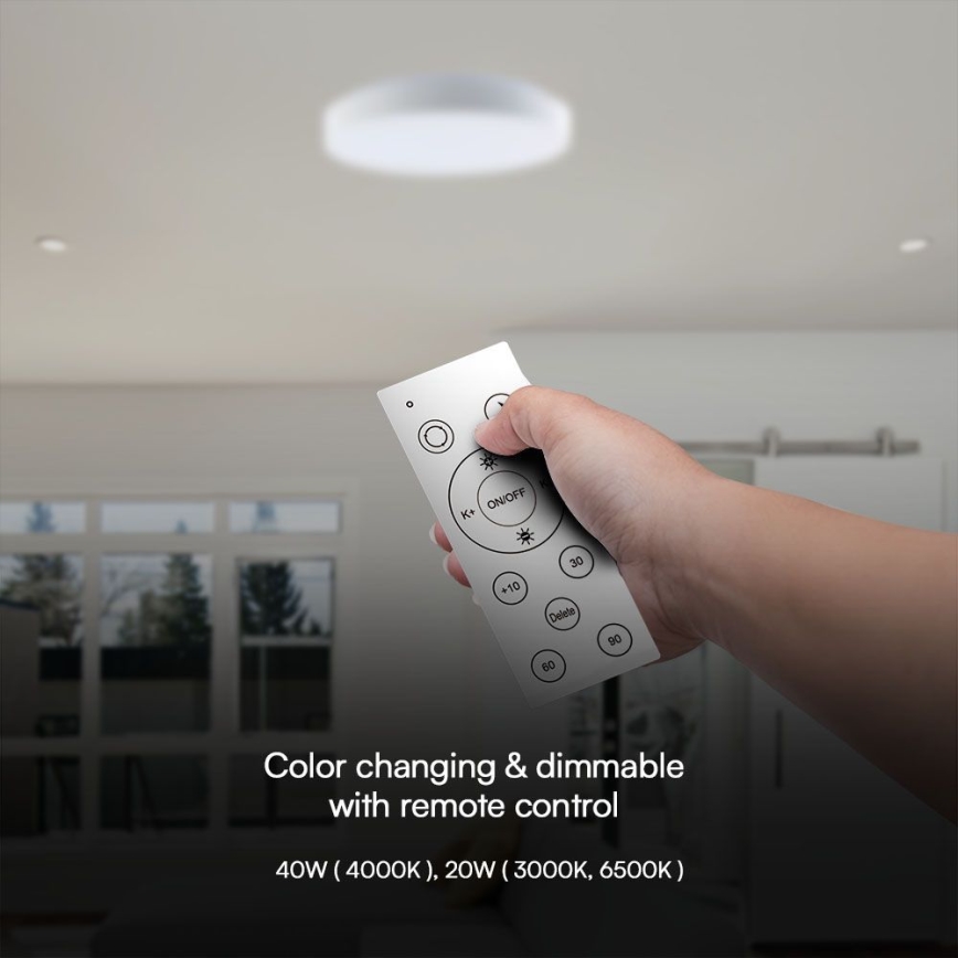 LED Stmívatelné stropní svítidlo LED/40W/230V 3000-6500K 39,5 cm bílá + dálkové ovládání