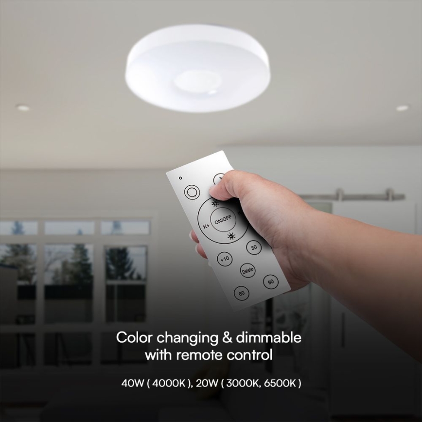 LED Stmívatelné stropní svítidlo LED/40W/230V 3000-6500K 39 cm bílá + dálkové ovládání