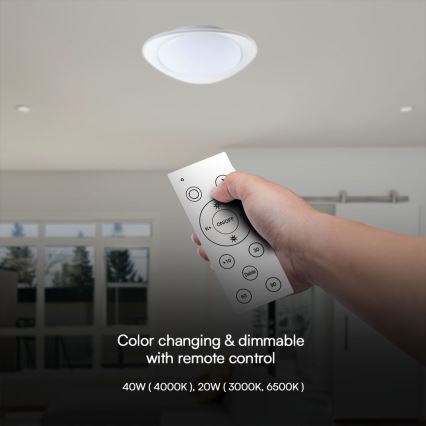LED Stmívatelné stropní svítidlo LED/40W/230V 3000-6500K 45 cm bílá + dálkové ovládání