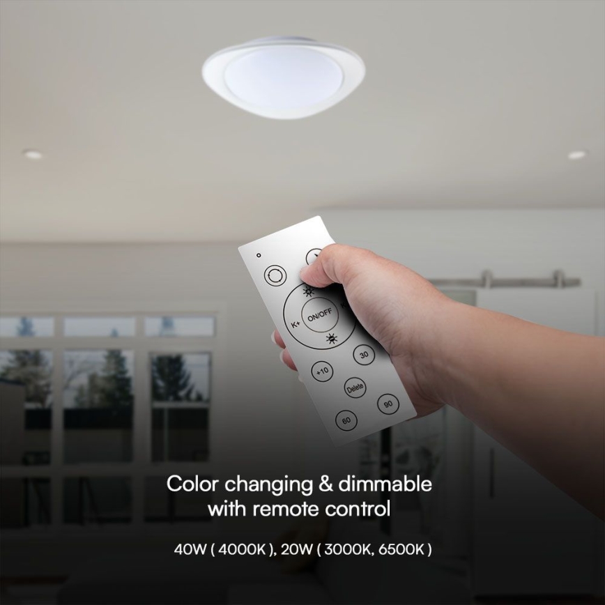 LED Stmívatelné stropní svítidlo LED/40W/230V 3000-6500K 45 cm bílá + dálkové ovládání