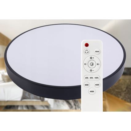LED Stmívatelné stropní svítidlo LED/40W/230V 3000-6500K pr. 40 cm černá + dálkové ovládání