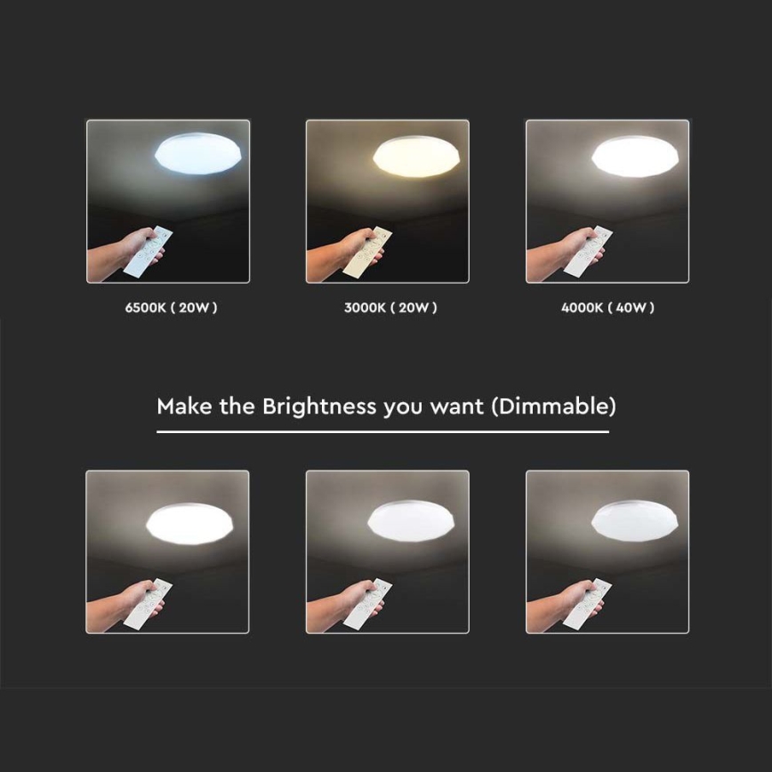 LED Stmívatelné stropní svítidlo LED/40W/230V 3000K/4000K/6500K pr. 38,8 cm + dálkové ovládání