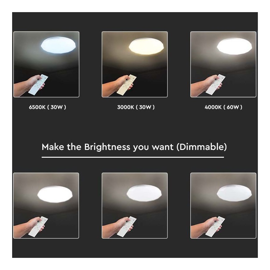 LED Stmívatelné stropní svítidlo LED/40W/230V 3000K/4000K/6500K pr. 50 cm + dálkové ovládání