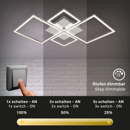LED Stmívatelné stropní svítidlo LED/42W/230V 3000K matný chrom