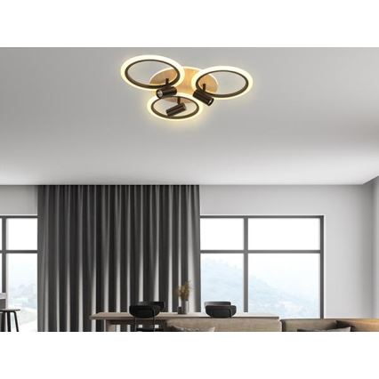 LED Stmívatelné stropní svítidlo LED/70W/230V 3000-6500K černá/hnědá + dálkové ovládání