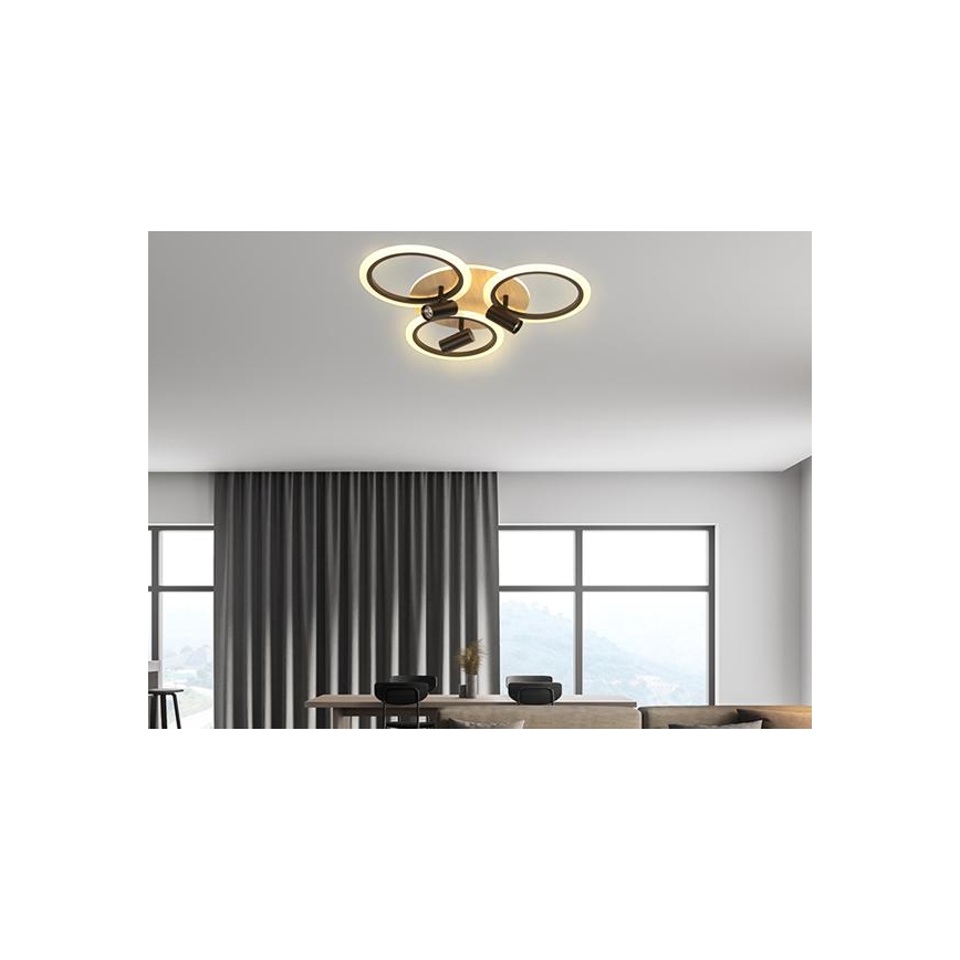 LED Stmívatelné stropní svítidlo LED/70W/230V 3000-6500K černá/hnědá + dálkové ovládání