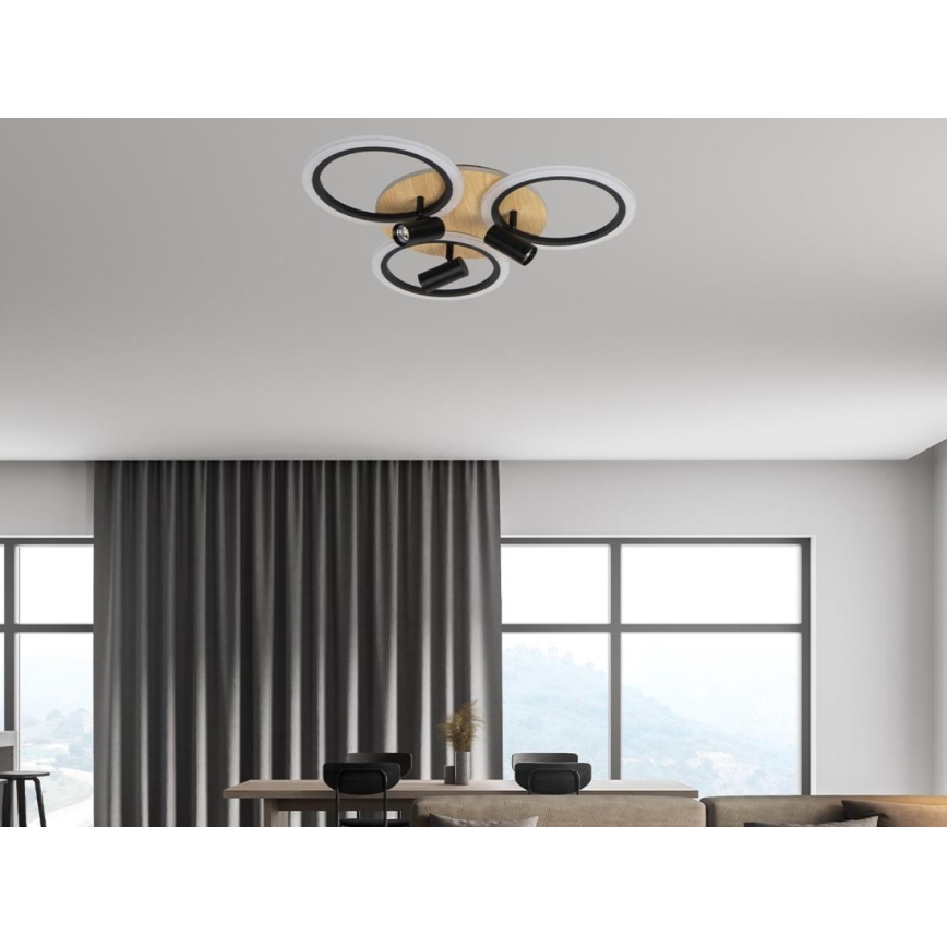 LED Stmívatelné stropní svítidlo LED/70W/230V 3000-6500K černá/hnědá + dálkové ovládání