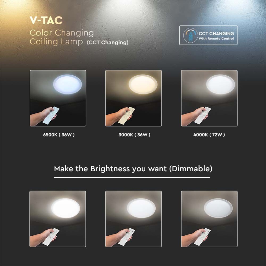 LED Stmívatelné stropní svítidlo LED/72W/230V 3000-6500K pr. 67 cm bílá + dálkové ovládání