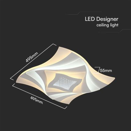 LED Stmívatelné stropní svítidlo LED/75W/230V 3000-6500K 49,5x49,5 cm + dálkové ovládání