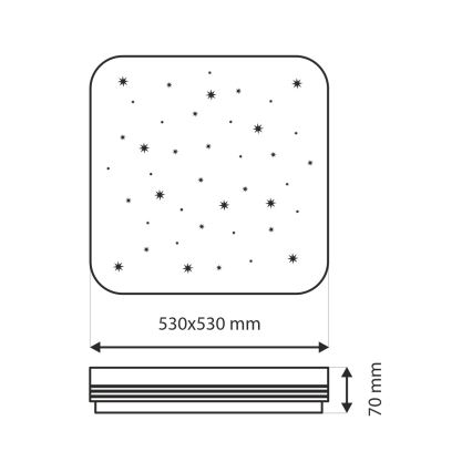 LED Stmívatelné stropní svítidlo MANA LED/60W/230V 2700-6500K 53x53 cm + dálkové ovládání