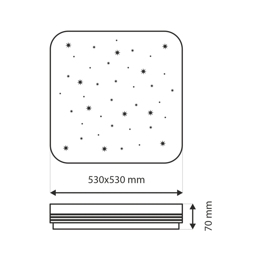 LED Stmívatelné stropní svítidlo MANA LED/60W/230V 2700-6500K 53x53 cm + dálkové ovládání