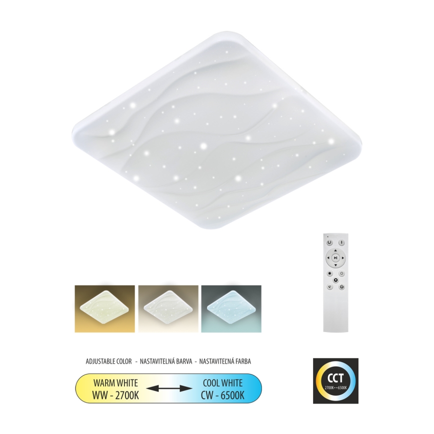 LED Stmívatelné stropní svítidlo NERIS LED/36W/230V 2700-6500K 43x43 cm + dálkové ovládání