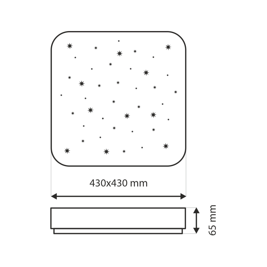 LED Stmívatelné stropní svítidlo NERIS LED/36W/230V 2700-6500K 43x43 cm + dálkové ovládání