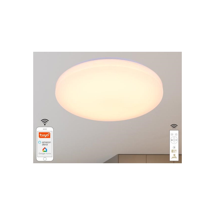 LED Stmívatelné stropní svítidlo OPAL LED/48W/230V 2700-6500K Wi-Fi Tuya bílá + dálkové ovládání