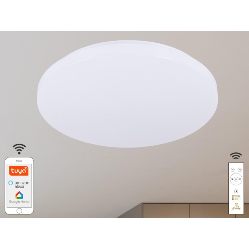 LED Stmívatelné stropní svítidlo OPAL LED/48W/230V 2700-6500K Wi-Fi Tuya bílá + dálkové ovládání