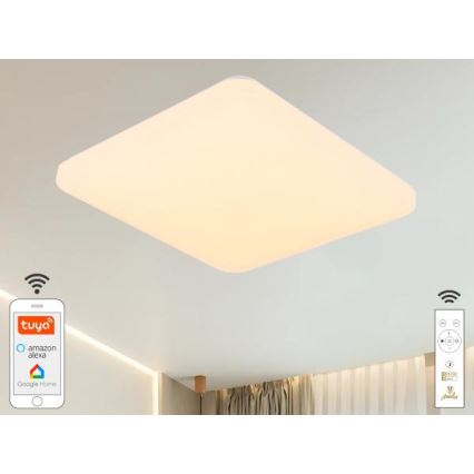 LED Stmívatelné stropní svítidlo OPAL LED/48W/230V 2700-6500K Wi-Fi Tuya bílá + dálkové ovládání