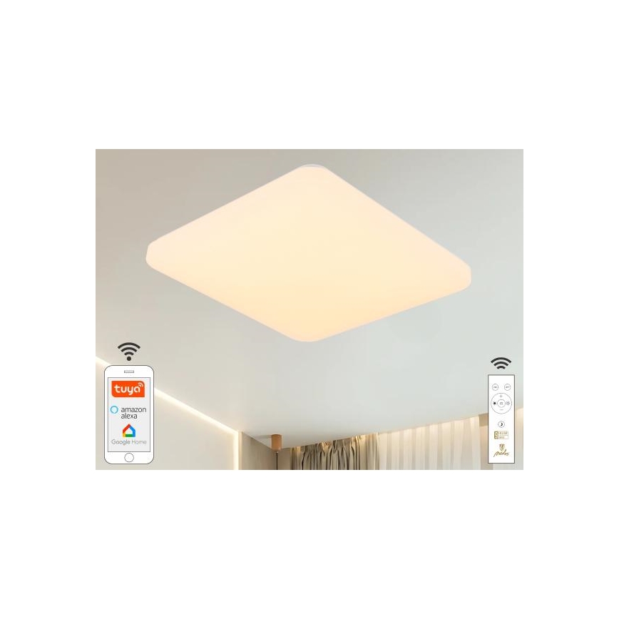 LED Stmívatelné stropní svítidlo OPAL LED/48W/230V 2700-6500K Wi-Fi Tuya bílá + dálkové ovládání