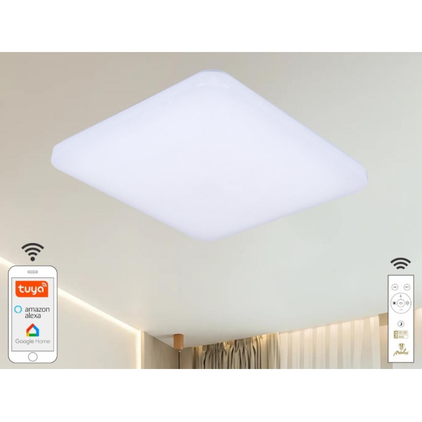 LED Stmívatelné stropní svítidlo OPAL LED/48W/230V 2700-6500K Wi-Fi Tuya bílá + dálkové ovládání