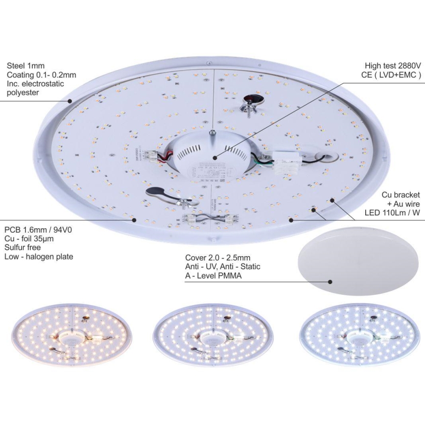 LED Stmívatelné stropní svítidlo OPAL LED/50W/230V + dálkové ovládání